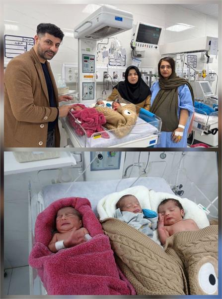 تولد نوزادان سه قلو در بیمارستان معتضدی